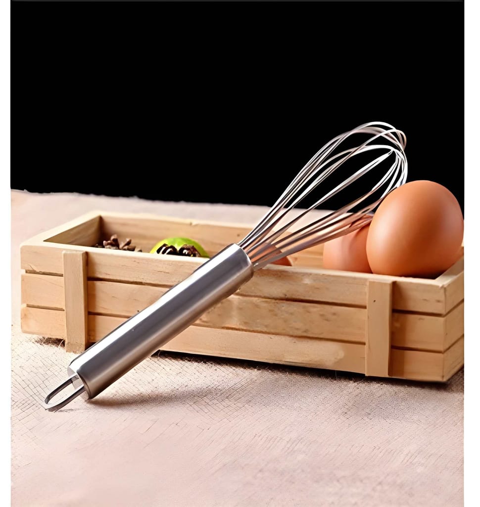 Heavy Duty Hand Push Rotary Whisk Blender & Stainless Steel Balloon Wire Whisk Combo | Manual Egg Beater, Lassi & Buttermilk Mixer | Hand Push Blender for Whisking, Beating, Mixing & Stirring | 2-Piece Kitchen Tool Set (Original) view 2