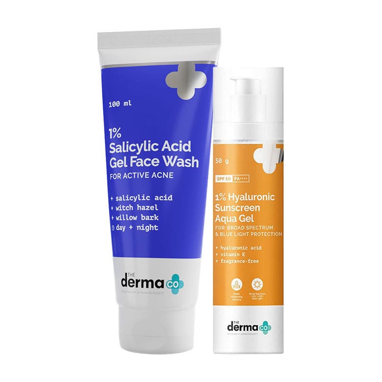 The Derma Co 1% Hyaluronic Sunscreen & 2% Salicylic Face Wash Combo view 2