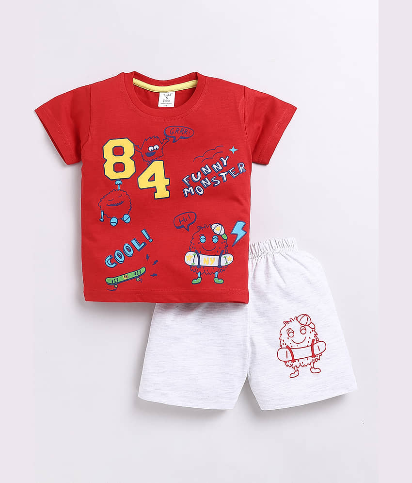 Todd N Teen Pack of 1 Baby Boys Cotton T-Shirt & Shorts ( Red )