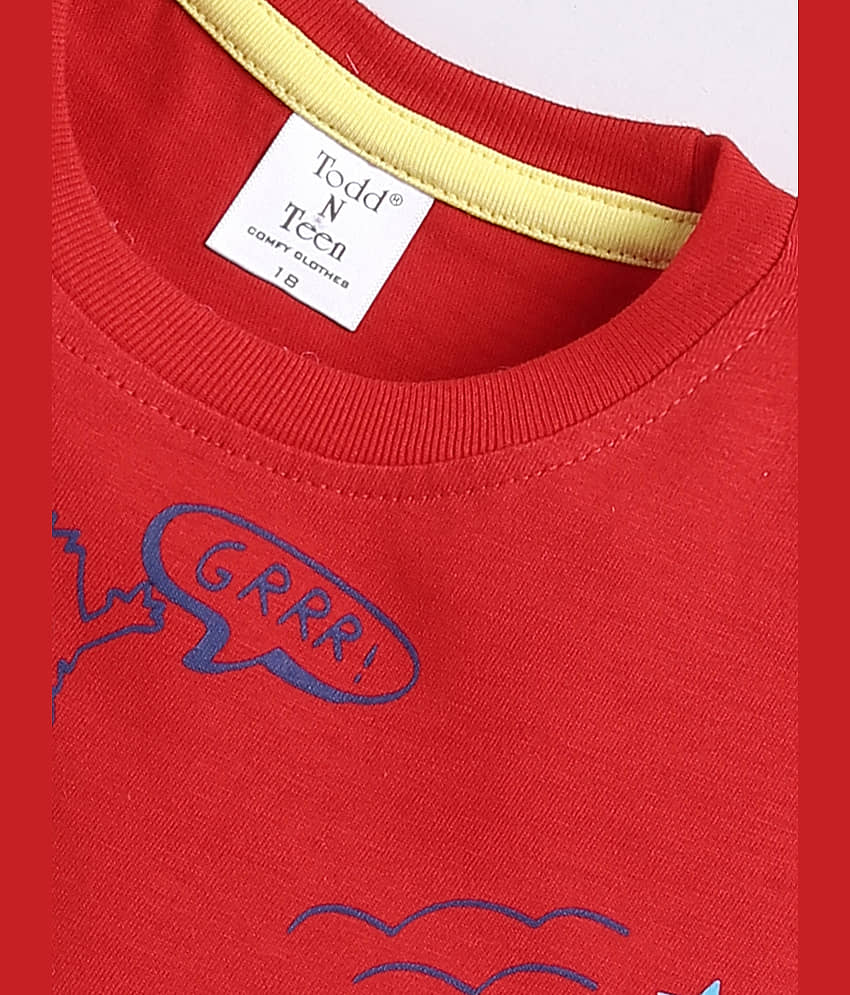 Todd N Teen Pack of 1 Baby Boys Cotton T-Shirt & Shorts ( Red ) view 2