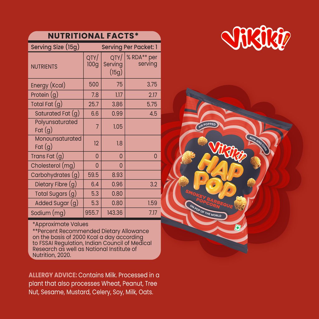 VIKIKISNAK Happop Delicious and Crunchy Smokey Barbeque Popcorn view 2