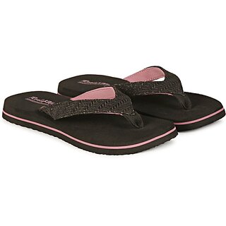REAL WAY Women Slippers (Black , 6) view 2