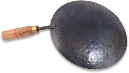 Light Angle Tawa, Original Handmade Loha Iron Lokhand Roti/Chapati Tawa with Wooden Handle view 2