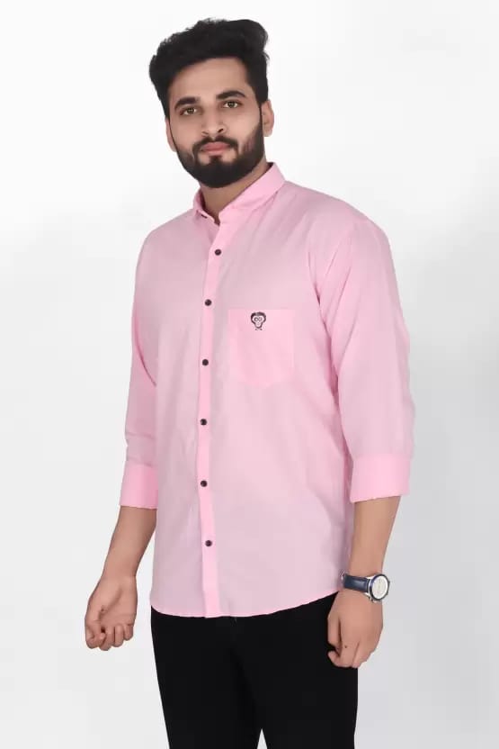 Men Regular Fit Solid Cut Away Collar Casual Shirt view 2