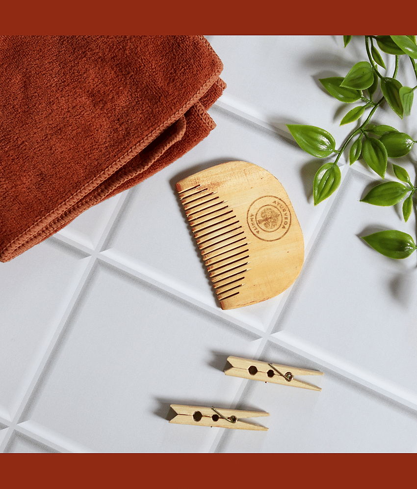Ayurveda Amrita Neem Wood Pocket Fine Tooth Comb 1 Pcs view 2