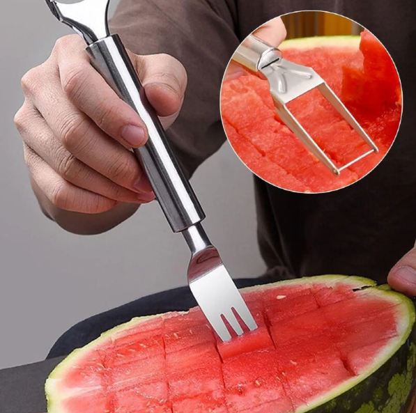 VillWin Silver Stainless Steel 2-in-1 Fruit Melon Fork Slicer Cutter ( Set of 1 ) view 2