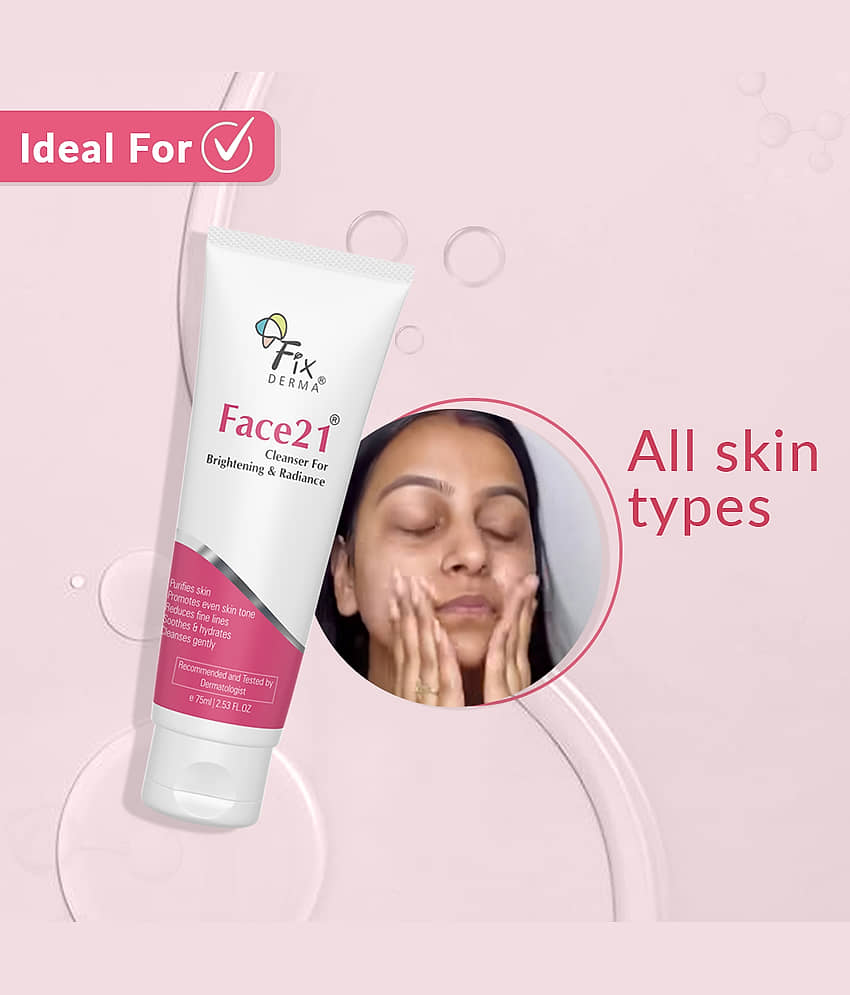 Fixderma Face21 Cleanser, Skin Brightening Cleanser for Wrinkles & Fine Lines, 75ml view 2
