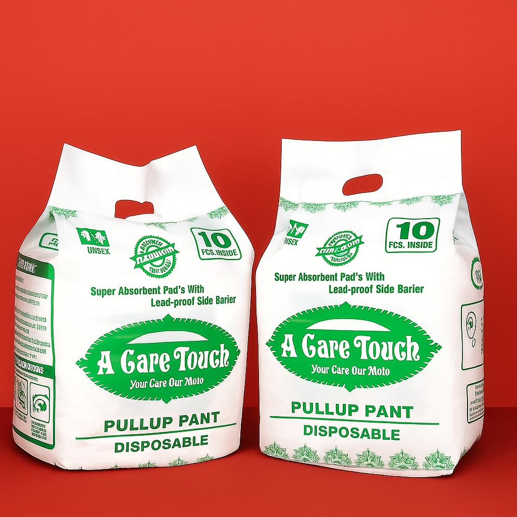A Care Touch Adult Disposable Pull-up Pants with Underpads, Super Absorbent, Leak-proof Side Barrier, Unisex (Pack of 2 M-L Pull Up Pants & 1 underpad) view 2