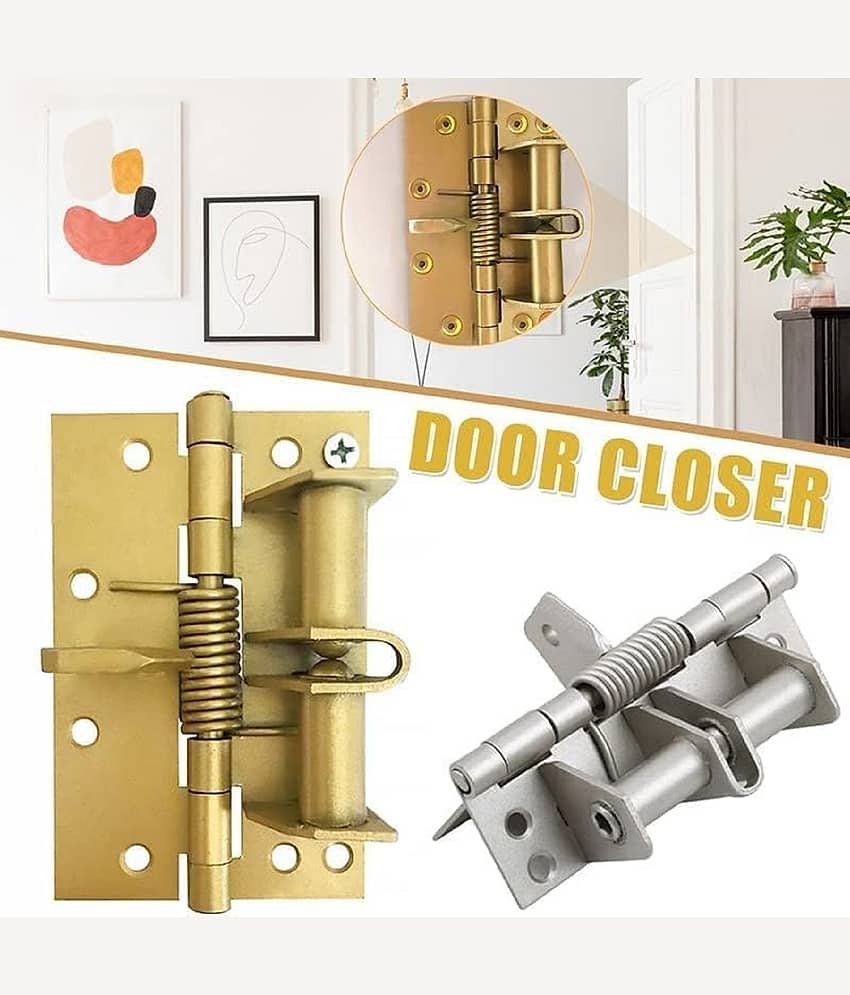 3 in 1 Automatically Door Hinge Lock Automatic Self Closing Door Hinges with Positioning with Screws for Gate, Kitchen Cabinets, Closet, Wooden Fences, Stainless Steel view 2