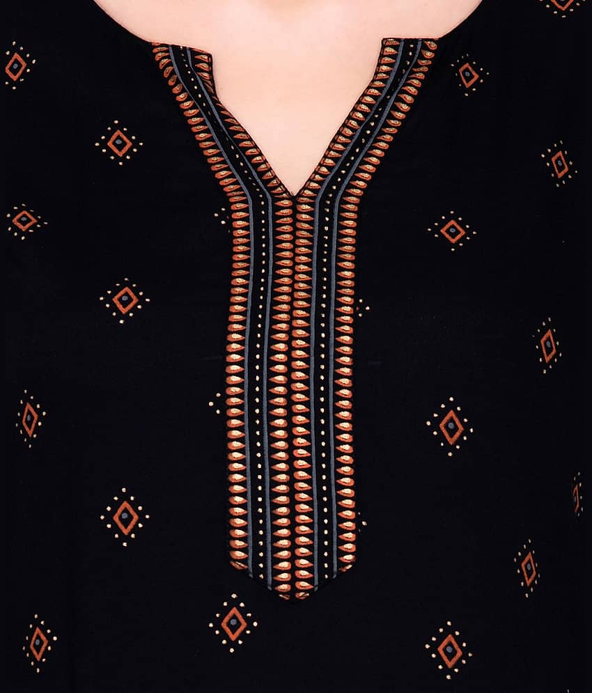 GOD BLESS - Black Rayon Women's Straight Kurti view 2