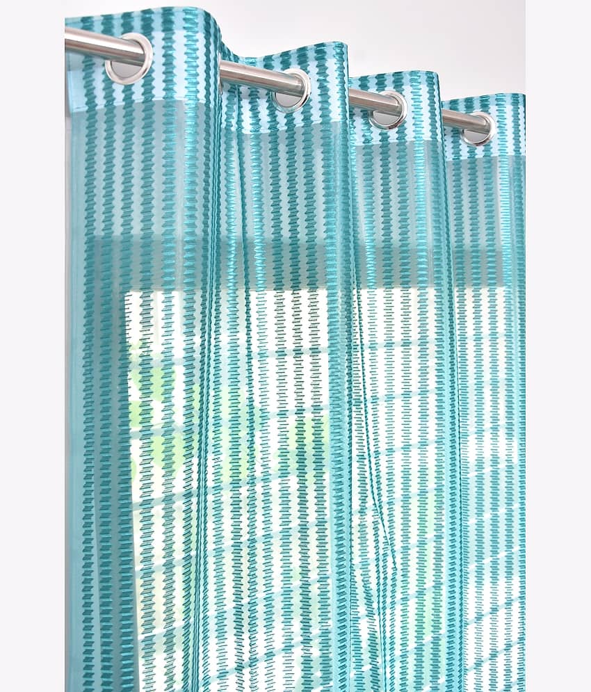 Homefab India Textured Sheer Eyelet Curtain 7 ft ( Pack of 2 ) - Cream view 2
