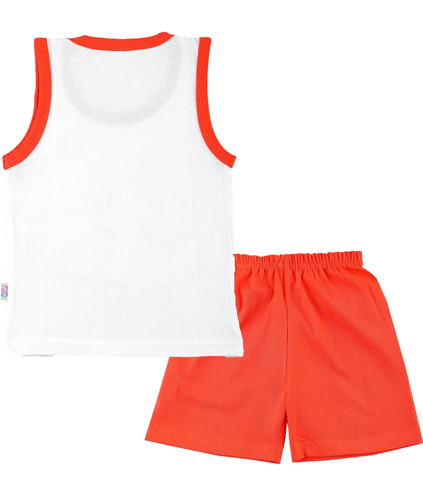 CATCUB Pack of 1 Boys Cotton Blend T-Shirt & Shorts Set ( Orange ) view 2