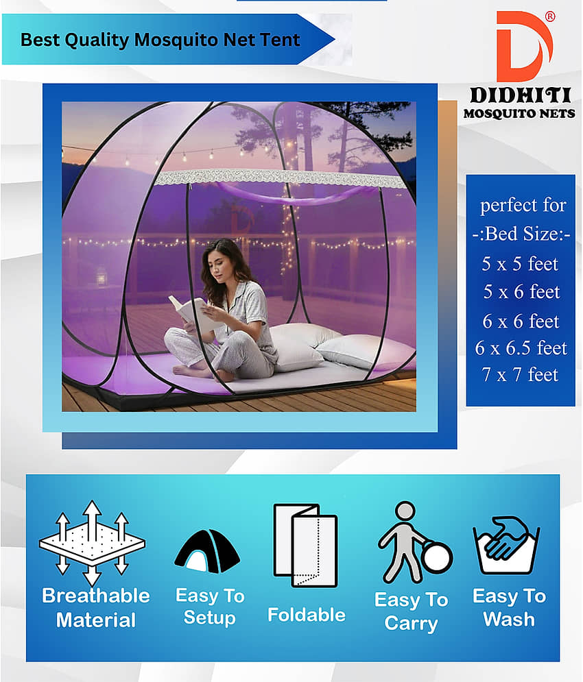 didhiti - Yellow Polycotton Foldable Mosquito Net ( Pack of 1 ) view 2