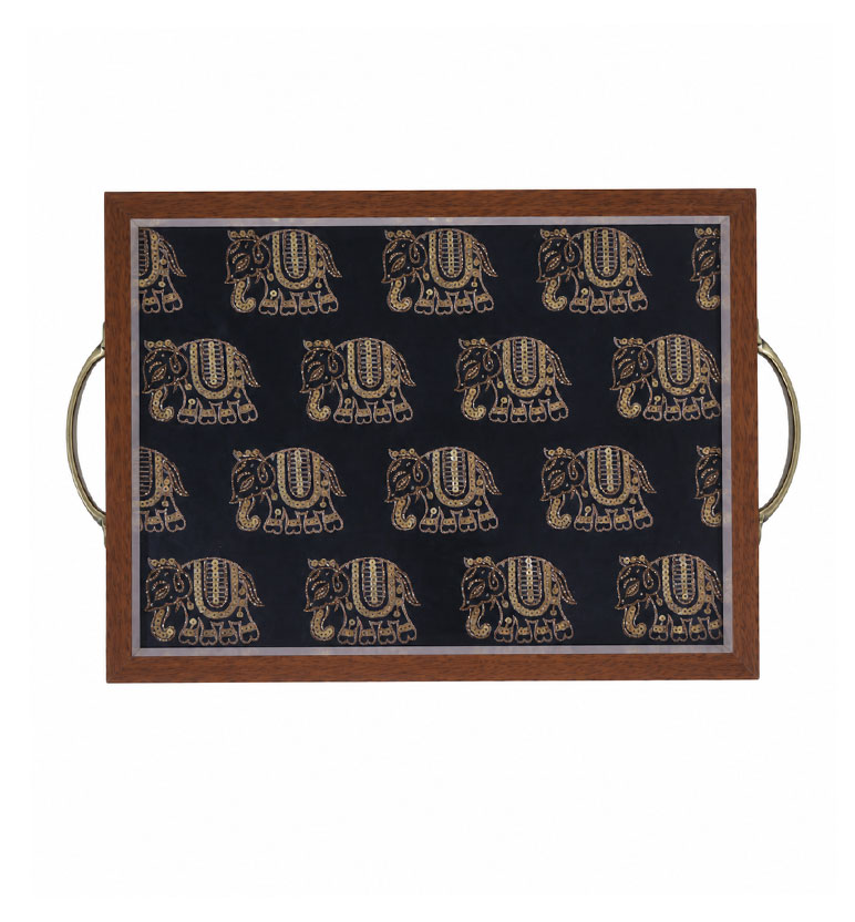 Zardozi Elephant Motif Serving Tray view 2