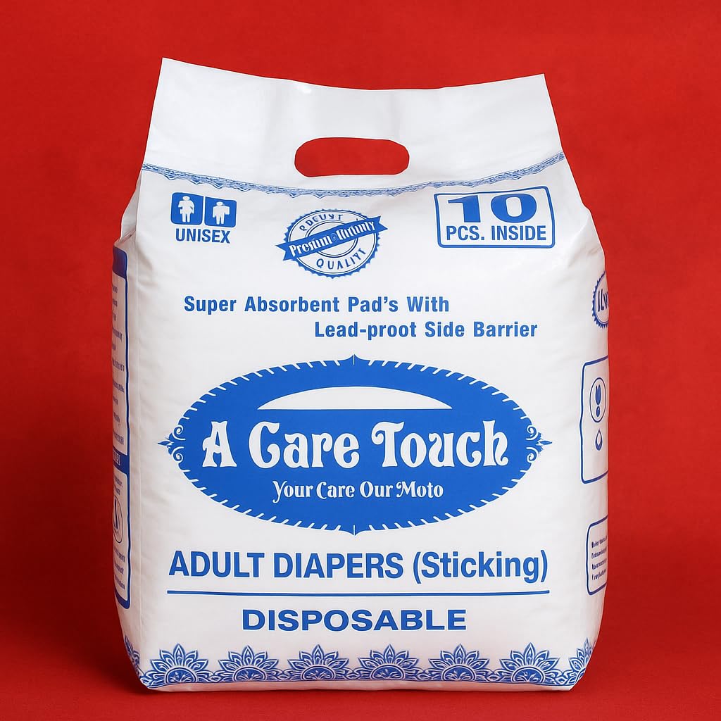 A Care Touch Adult Diapers for Men & Women Sticking 20 Pcs Absorbent, Soft & Comfortable Incontinence Briefs- Leakproof Tape Elastic Waist Wetness Indicator Anti-Bacterial (Pack of 2, XL) view 2
