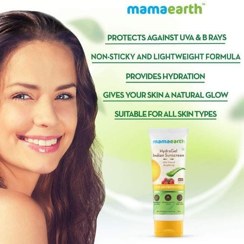 Mamaearth HydraGel Indian Sunscreen SPF 50, with Aloe Vera & Raspberry, for Sun Protection (50gm) view 2