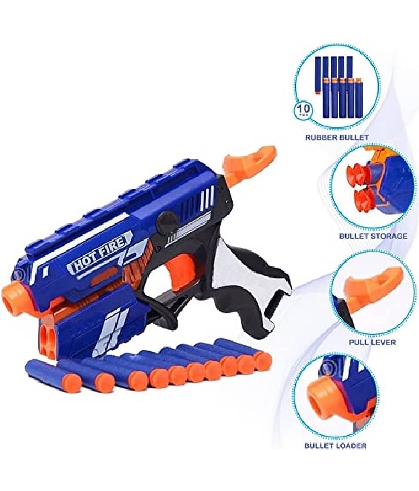Blaze Blaster Storm Hot Fire Shooting Toy Gun with 10 Soft Foam Bullets Perfect Guns for Boys Kids