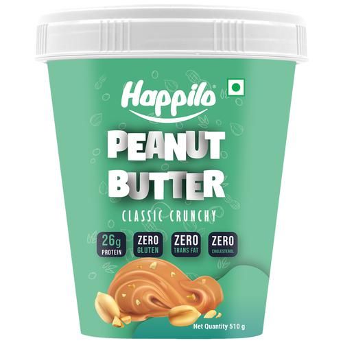 Happilo Classic Peanut Butter - Crunchy, High In Protein, Gluten Free, 510 g