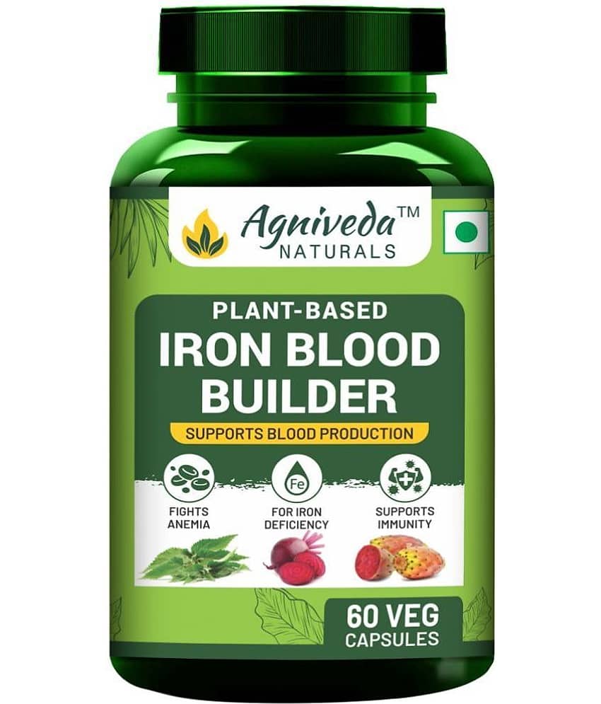 Agniveda Naturals Plant Based Iron Blood Builder, Supports Iron Deficiency For Men & Women - 60 Caps