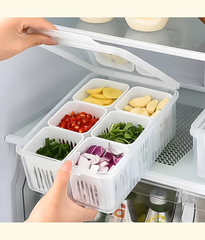 HEXA HUB Fridge Storage Boxes Plastic White Food Container ( Set of 1 ) view 2