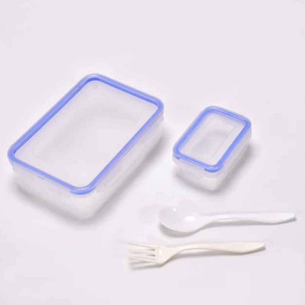 UNMEE Plastic Lunch Box 4 Side Lock With Small Square Container Set of 1 Container Ideal for Office|School | College|Picnic|Boys| Girls| Men| Leak Proof|Multipurpose| Gifting|Special Occasion