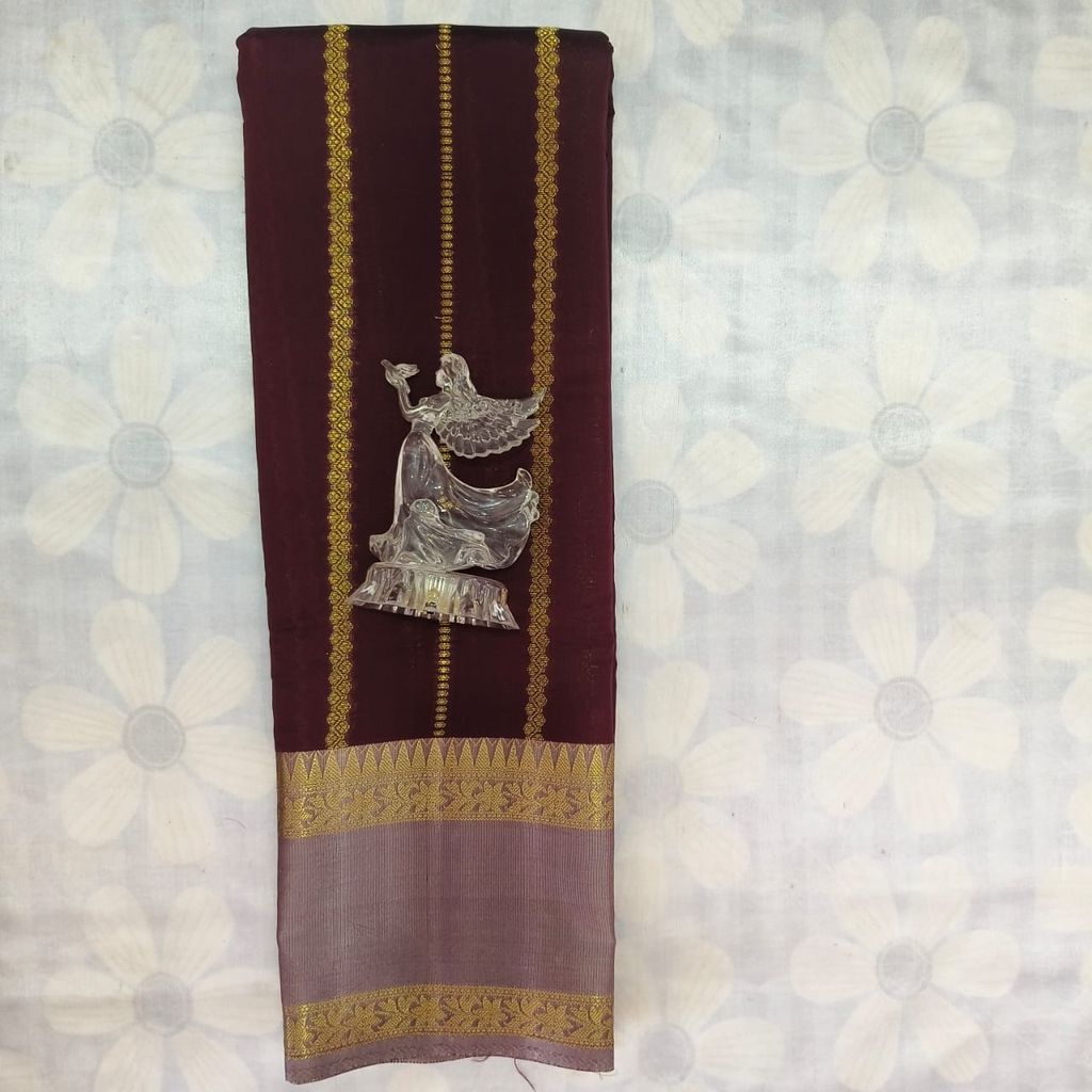 Soft Silk Saree with Blouse - Maroon view 2