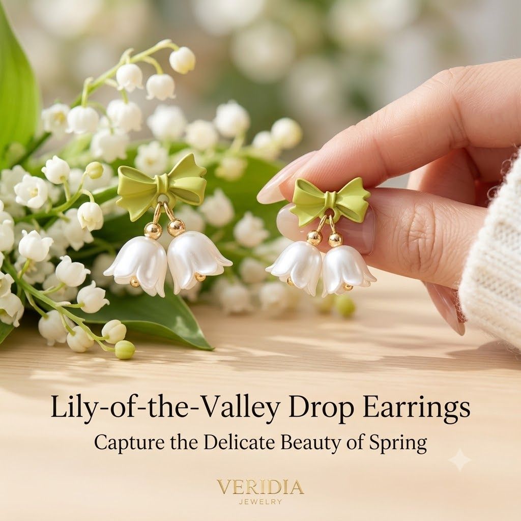 Nature Inspired Cute Tulip Flower Drop Earrings for Women & Girls | Green Bow Dangle Earrings | Lightweight Floral Earrings | Trendy Fashion Jewellery for Daily Wear, Party, Birthday & Gift Pair of 1 view 2