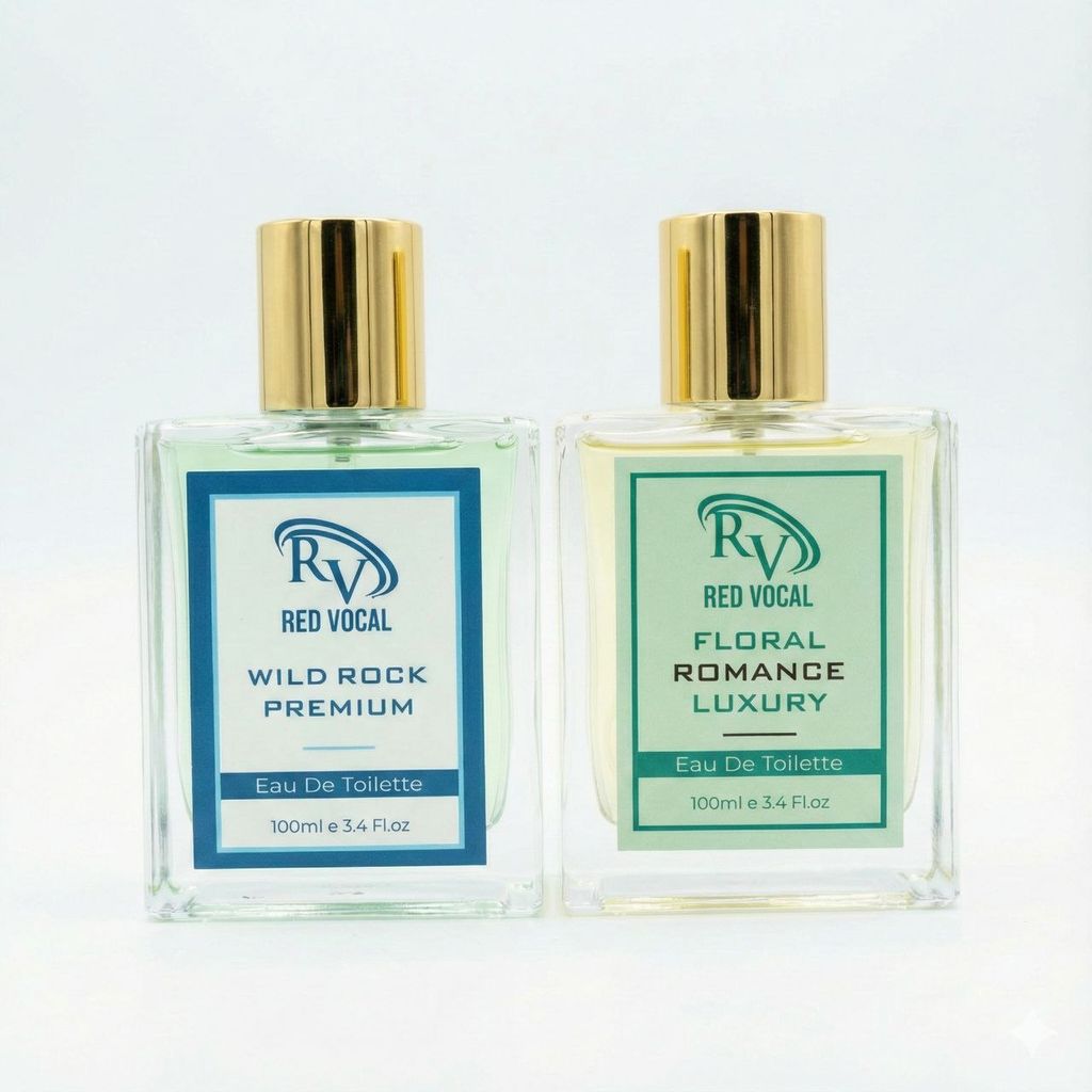 Red Vocal Wild Rock (Men) & Floral Romance (Women) Premium Eau De Toilette Set – 2×100ml, Bold Masculine & Elegant Feminine Fragrances view 2