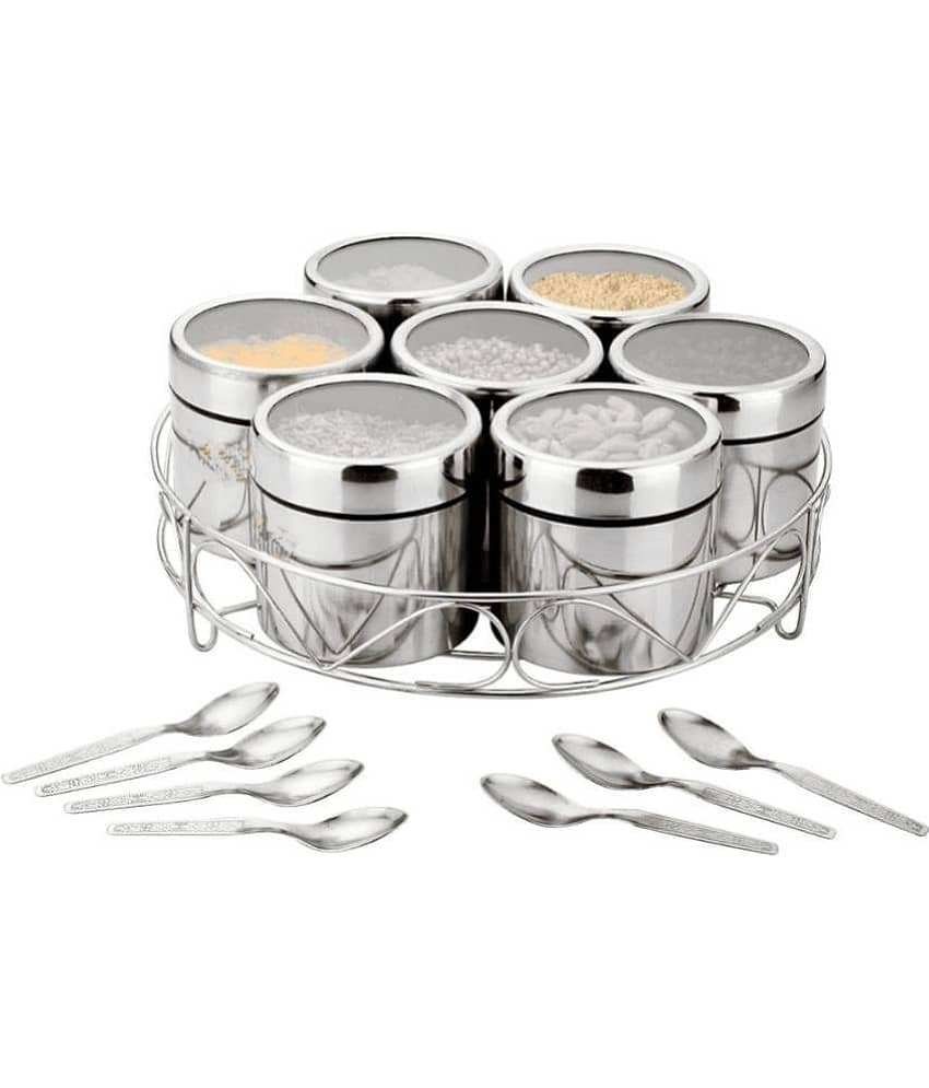Visaxmi 7 Masala Box stand Steel Silver Spice Container ( Set of 1 ) view 2