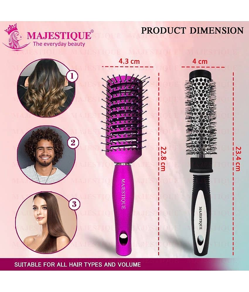 MAJESTIQUE Hair Brush Set For All Hair Types ( Pack of 2 ) view 2
