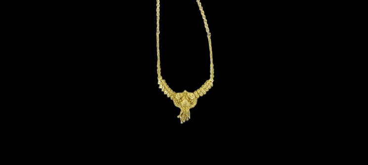 Delicate Gold Necklace with Floral Pendant view 2