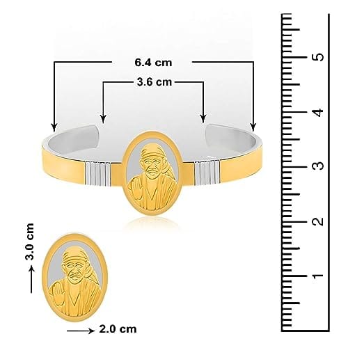 Sai Baba Gold Plated Stainless Steel Kada Bracelet for Men Boys(Silver and Gold) view 2