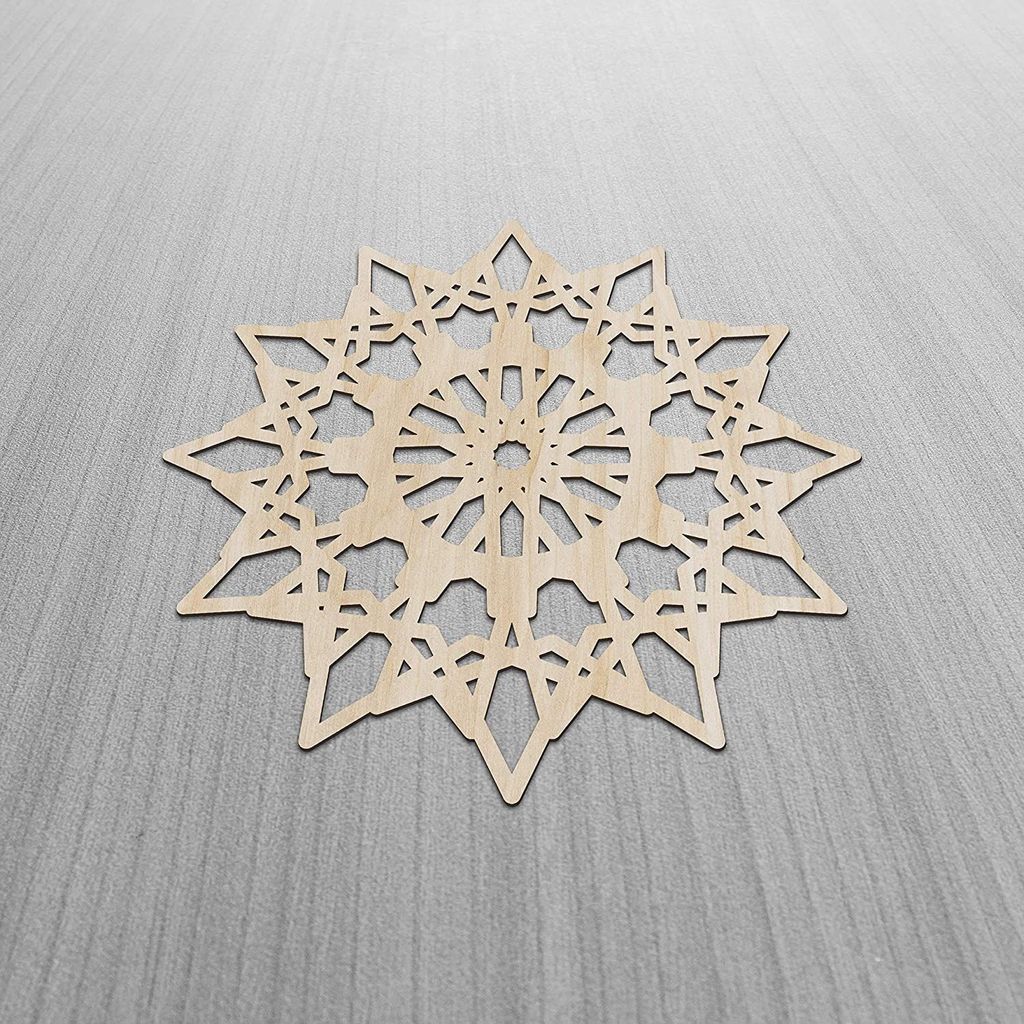 Haoser Mandala Wooden Wall Art, Whirl Look Lattice Abstarct Geometric, Birch Wood Plywood Rustic Wall Art Accent for Hallway Bedroom Living Room Cafes and Offices (Mandala Design-21_30CM) view 2