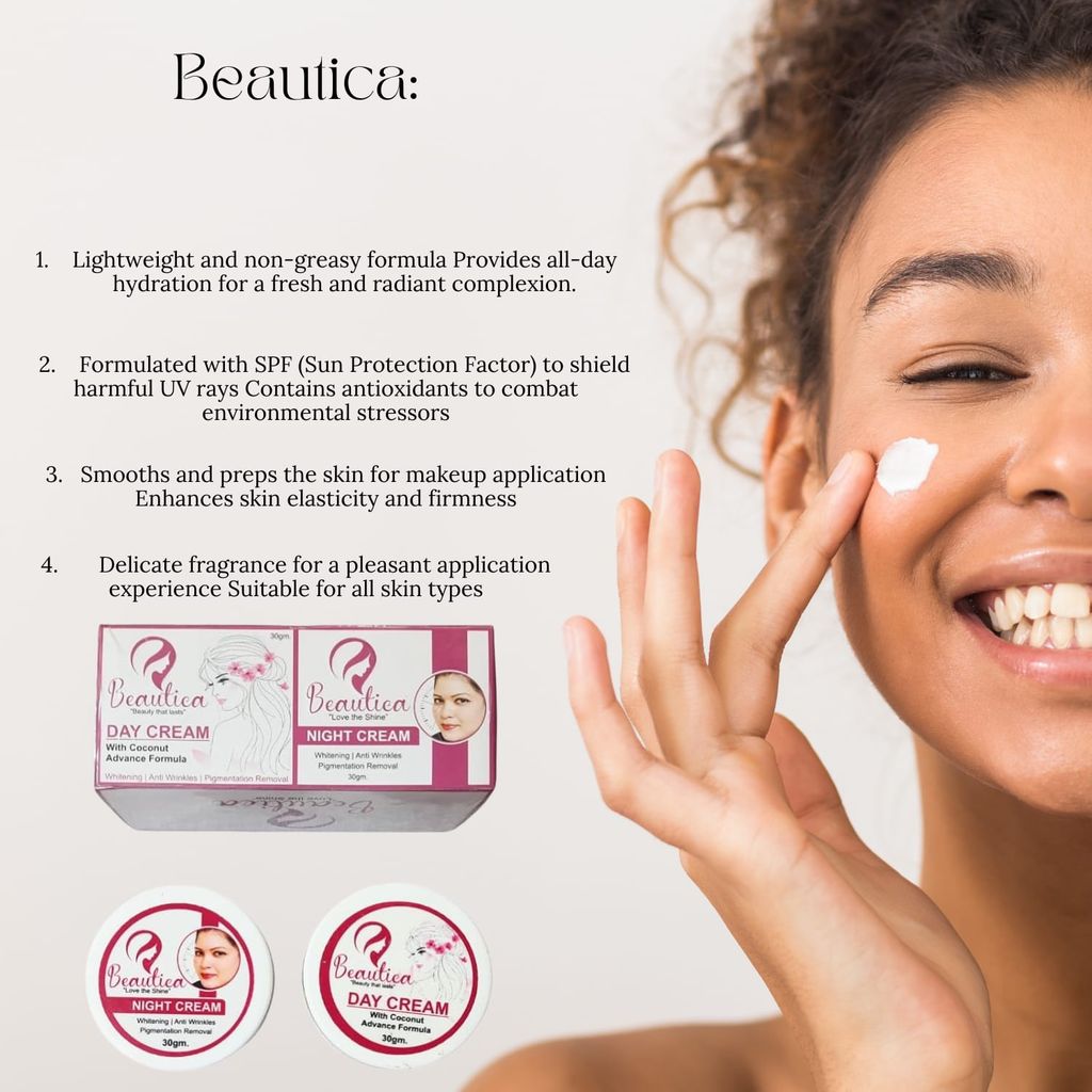 Beautica Advanced Skin Whitening Cream with Coconut Extracts for Day and Night, 30gm view 2