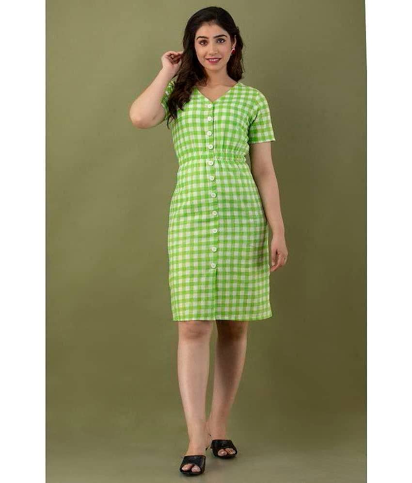 FABRR - Green Cotton Blend Women's Shift Dress ( Pack of 1 )