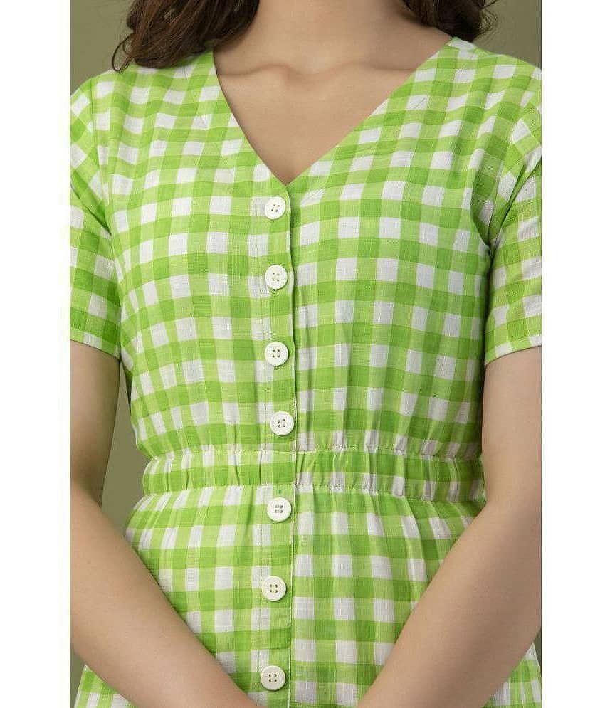 FABRR - Green Cotton Blend Women's Shift Dress ( Pack of 1 ) view 2