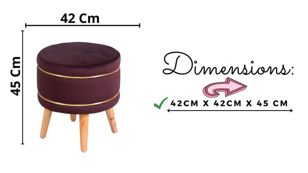 ShadowKart Pouffes Sitting Stool for Living Room, Mudda Puffy Wooden Ottoman Stools, Pouffe Footstool, Pouf for Office Home Decoration & Dressing Table, 16x16x18 Inch view 2