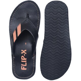 LEACO Men Slippers By FLIP X - Premium Black Leatherette Slippers Comfort and Style Soft Padded Anti Slippery Premium Design Extra Durable view 2