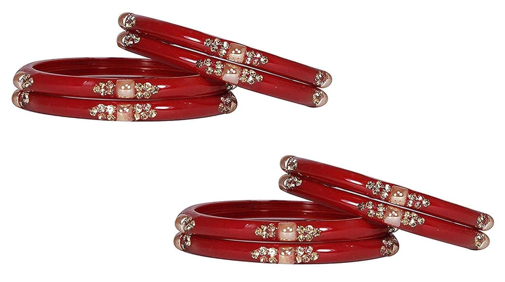 NMII Glass with Zircon Gemstone Or Beads Studded worked Glossy Finished Kada Set For Women view 2