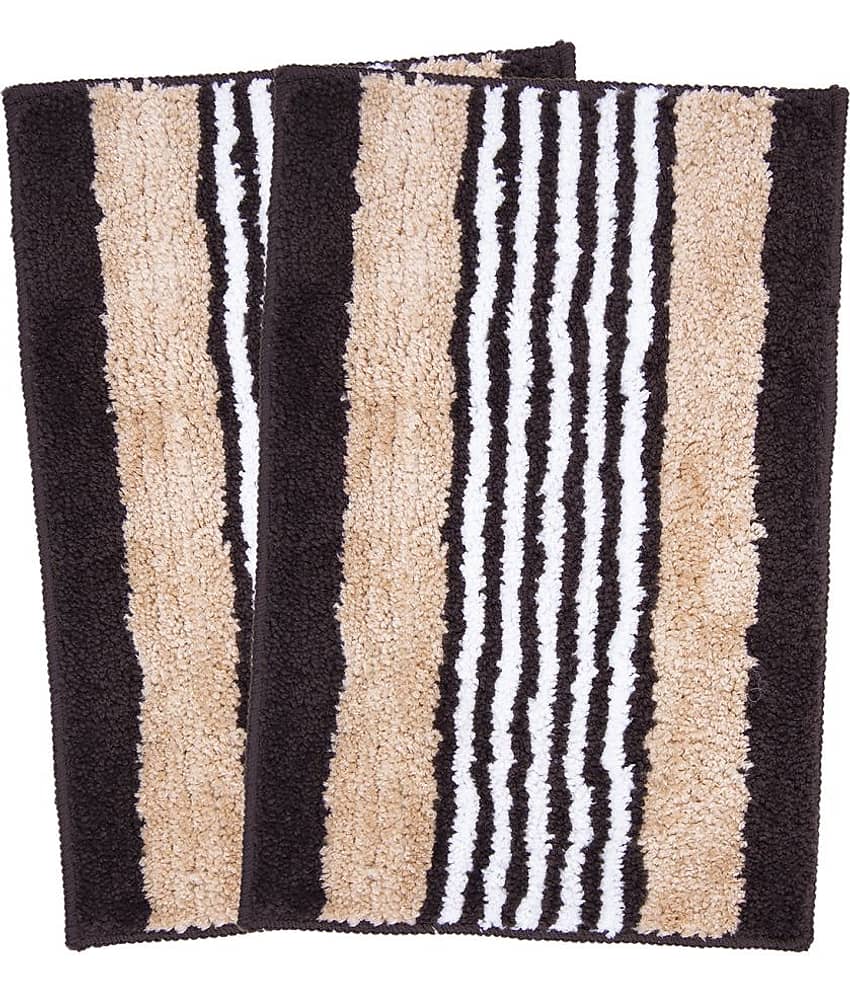 Aazeem Antiskid Cotton Bath Mat 40x60 cm ( Pack of 2 ) Black view 2