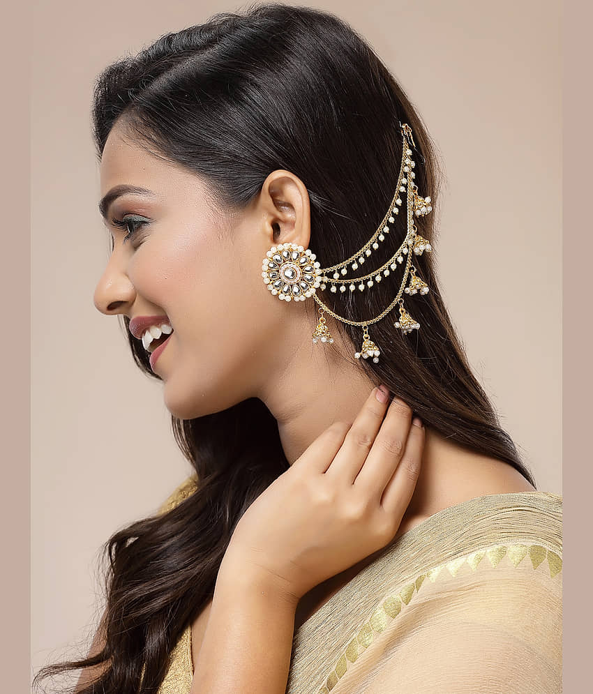 Sukkhi Gold Ear Chain Earrings ( Pack of 2 ) view 2