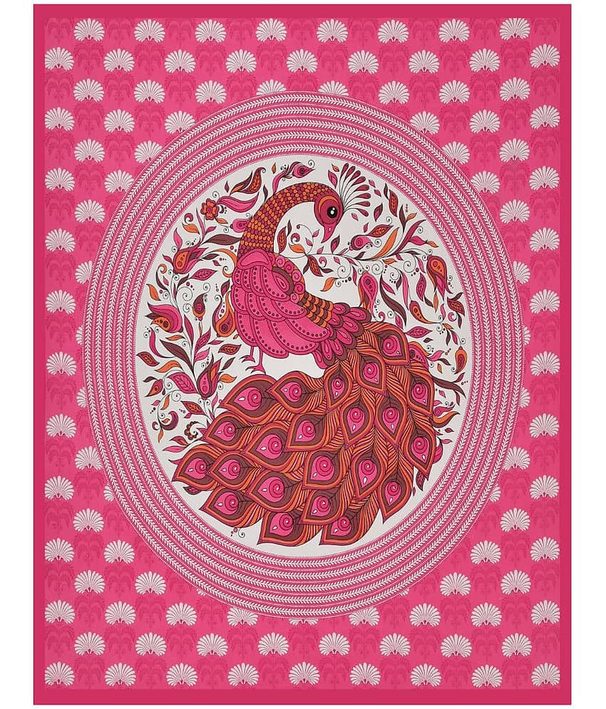 ABHACLOTHO Cotton 1 Single Bedsheet with 1 Pillow Cover ( Pink ) view 2