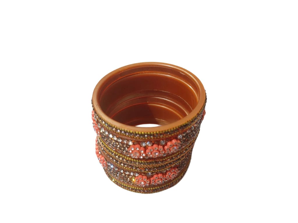 Stunning Orange and White Rhinestone Bangle Set for Women view 2