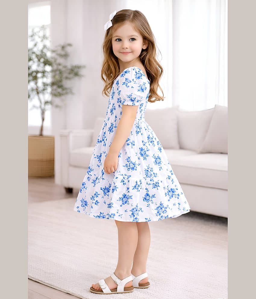 Arshia Fashions Cotton Blend Frock For Girls ( Pack of 1 , Blue ) view 2