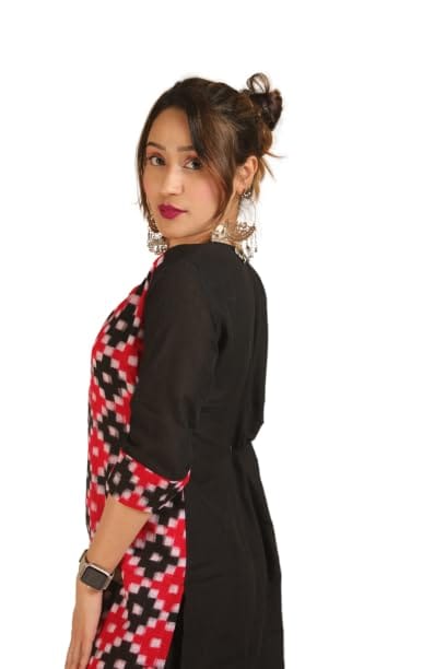GHL GUENDICHA HAAT Sambalpuri Certified Handloom Women's Pure Cotton Round Neck Kurta view 2