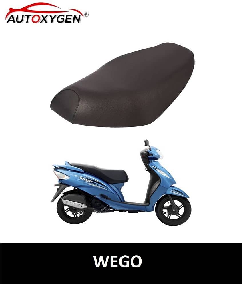 Autoxygen Scooter/Scooty Removable & Washable PU Leather Waterproof Seat Cover Accessories For TVS Wego (Black)