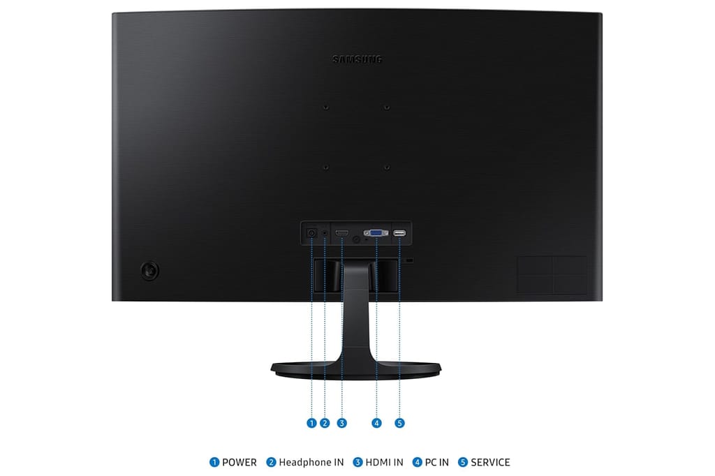 Samsung 24" (59.8 cm) 1800R Curved Monitor|FHD 1920 x 1080|100 Hz|4ms|Ports-HDMI,VGA,Headphone|Game Mode|Eye Saver Mode||Wall Mountable|LS24D362GAWXXL|Black view 2
