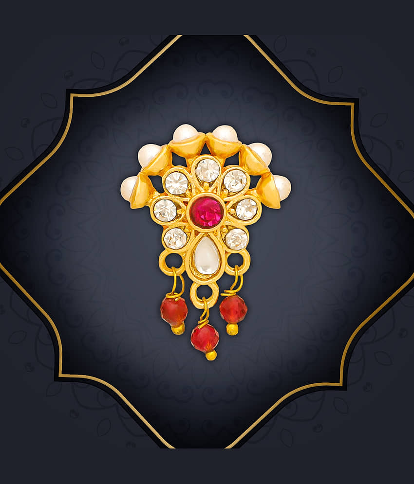 Traditional Maharashtrian Style Gold Plated Nath Nose Ring For Women And Girls view 2