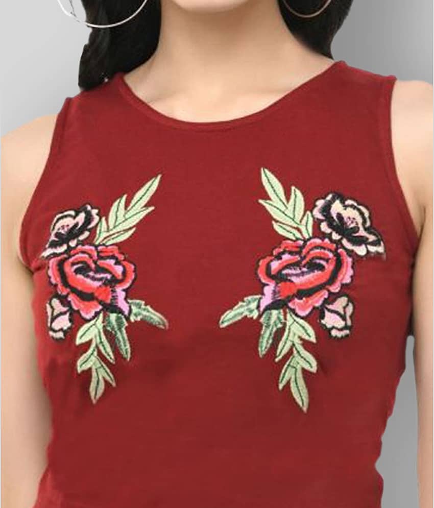 SAAKAA Women's Polyester Crop Top ( Maroon ) view 2