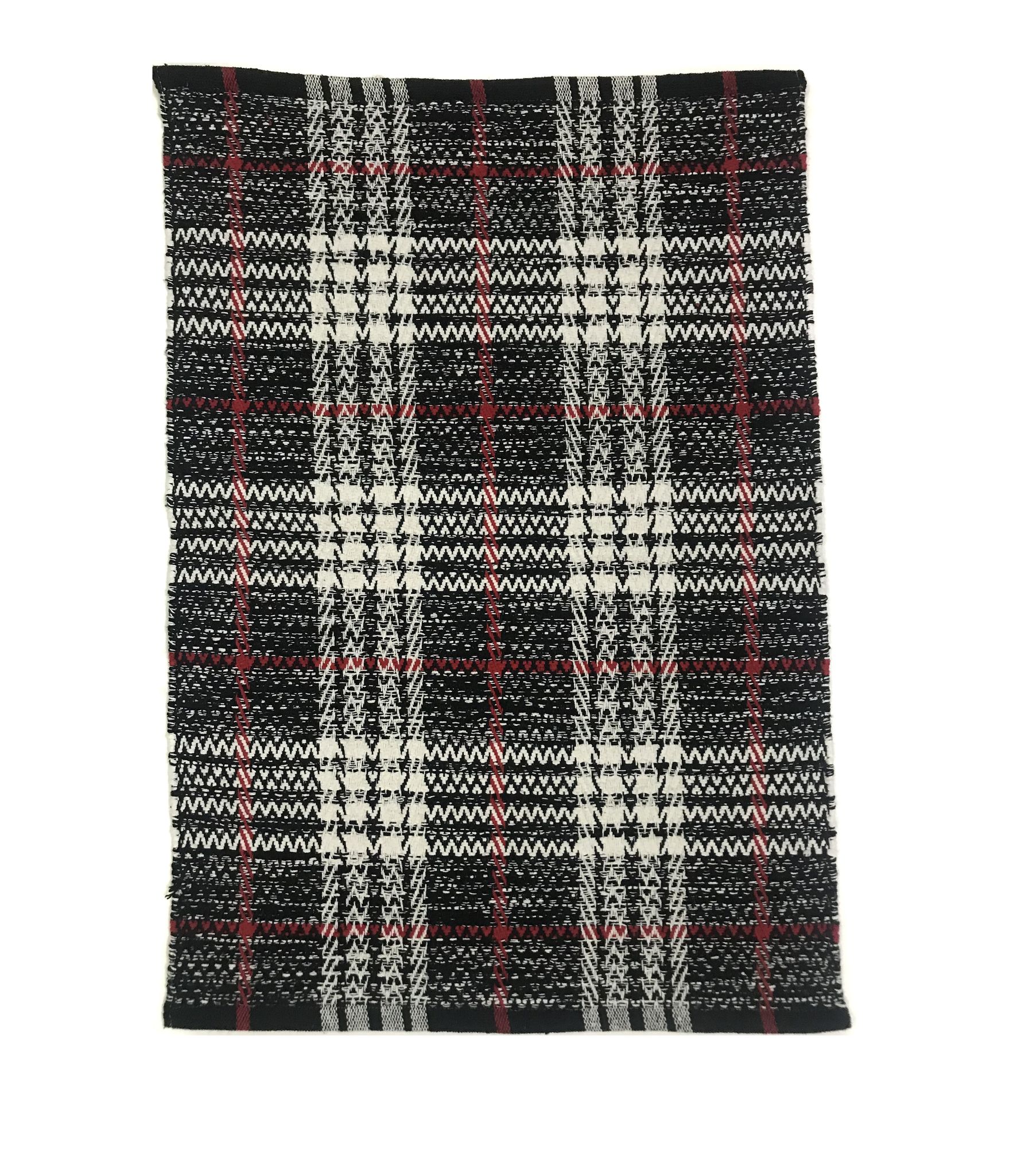 Hand Woven Recycled Cotton Rug, Black/White, Size 20'’x30'’. Machine Washable.